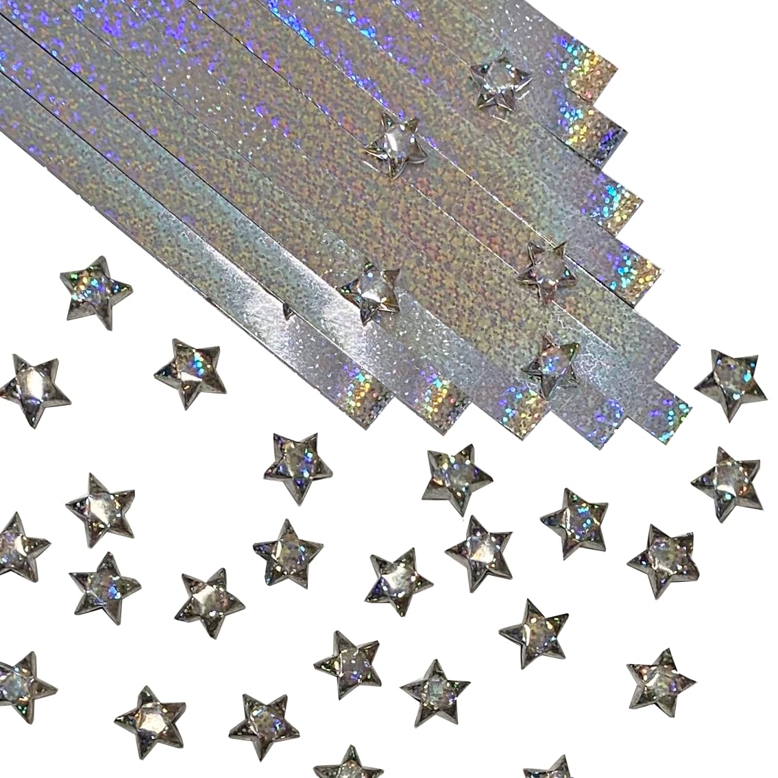 500-Strips Pink Foil Paper Strips for Making Origami Stars, Lucky Stars, Puff Star. Reflective Mirror Shiny Paper Strips, 0.5 x 11 inch. (Pink Foil, 500)