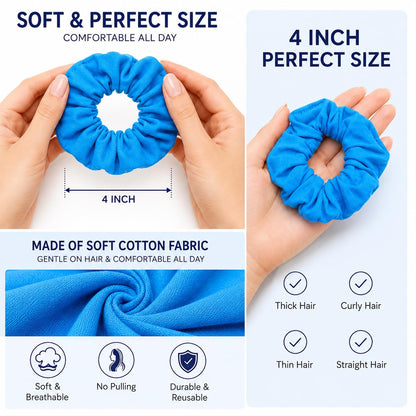 12 Pack Cotton Hair Scrunchies for Women & Girls, 4 Inch Colorful Elastic Hair Ties, No Damage Ponytail Holders for Thick Thin Curly Straight Hair, Soft Stretch Hair Accessories