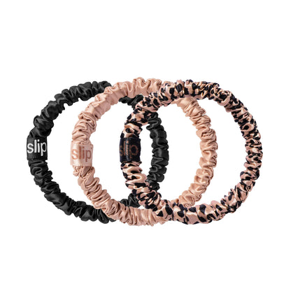 SLIP Silk Hair Ties, Basics Skinny Scrunchies, Set of 3 | Anti-Damage