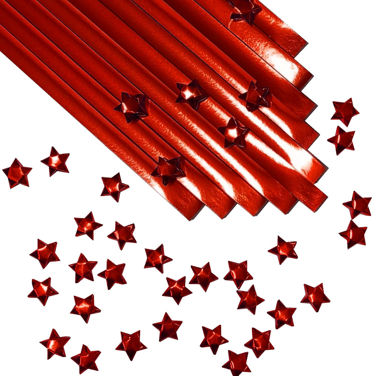 500-Strips Pink Foil Paper Strips for Making Origami Stars, Lucky Stars, Puff Star. Reflective Mirror Shiny Paper Strips, 0.5 x 11 inch. (Pink Foil, 500)