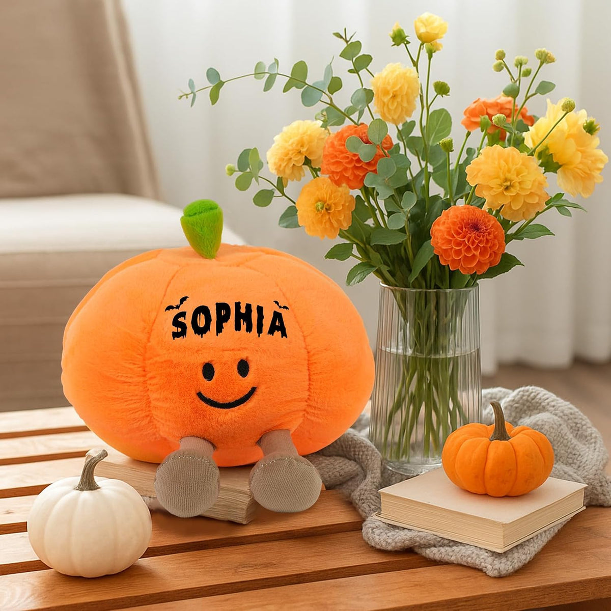 Custom Halloween Pumpkins With Name, Personalized Halloween Pumpkin Stuffed Animal, Cute Fall Stuffed Animals Pumpkin Plush Toy for Boys Girls Kids Teens Toddlers Adults, Pumpkins Decor Plushies 2025