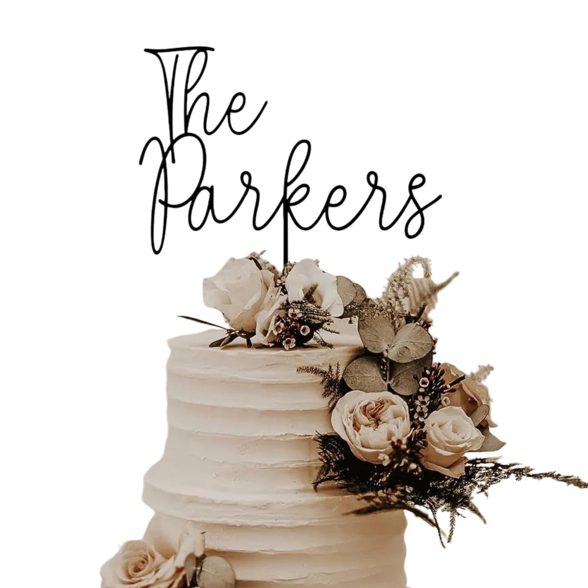 Personalized Wedding Cake Topper, Custom Lastnames"Wood Cake Decor, Available in Gold, Silver, Black, White, & Natural Wood (Design 10)