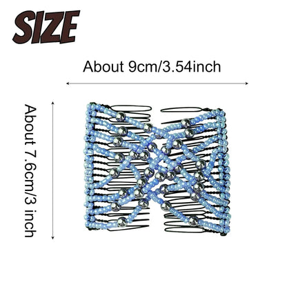 5PCS Stretchy Magic Hair Comb Clips, Adjustable Elastic Hair Pins for Bun, Ponytail & Updo Styling