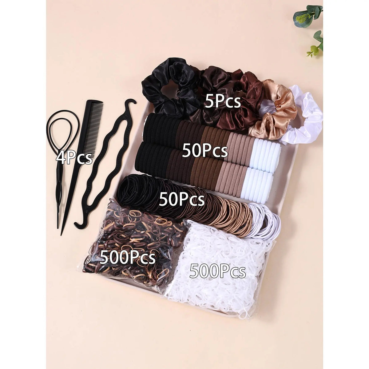 Women's Minimalist No Damage Hair Ties Set - 10-Piece Polyester Neutral Scrunchies Bulk, Classic Accessory Set for Daily Hairstyling Ponytail Holders, Sohochic Fashion Items, 10 Pieces