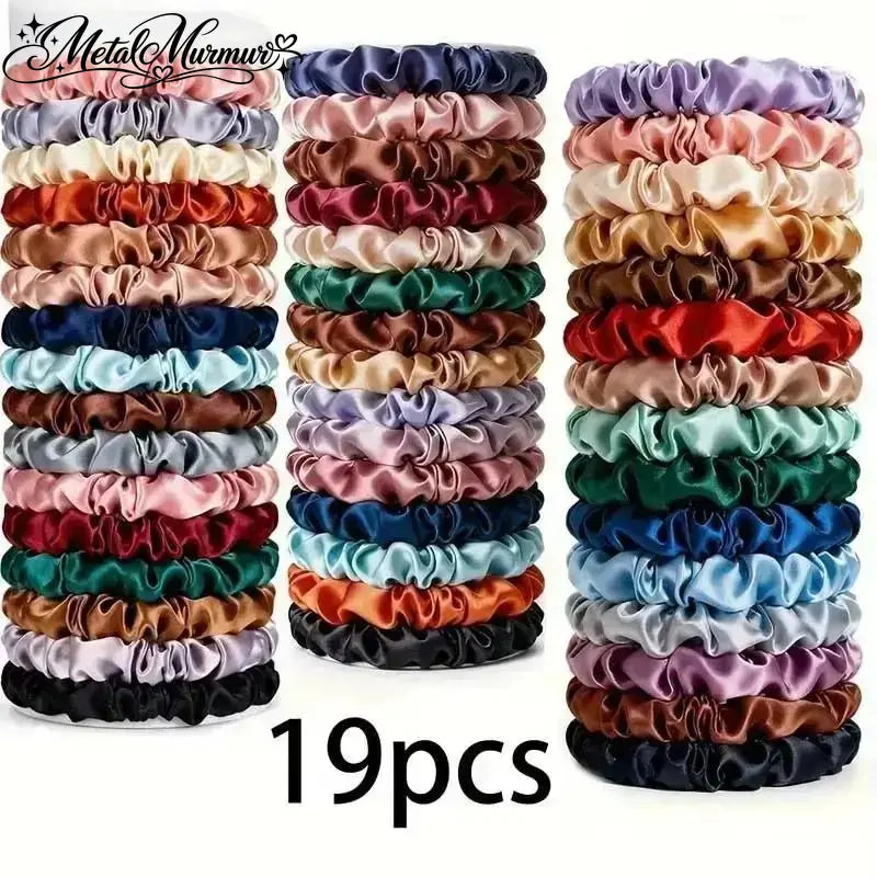 19-Piece Satin Scrunchies Set – Multicolor Soft Hair Ties for Ponytails & Daily Hairstyles