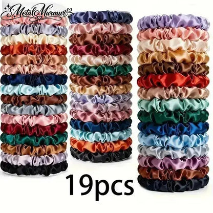19-Piece Satin Scrunchies Set – Multicolor Soft Hair Ties for Ponytails & Daily Hairstyles