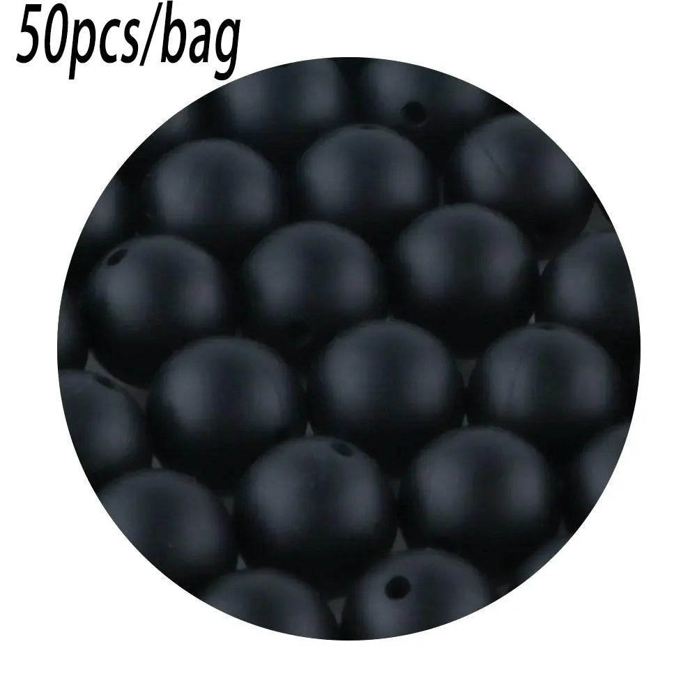 Silicone Beads Kit, 50 pcs Beaded Set of 15 mm Silicone Beads, Bead Assortment and DIY Beading and Jewelry Making Supplies for Keychains, Necklaces and Jewelry Crafts