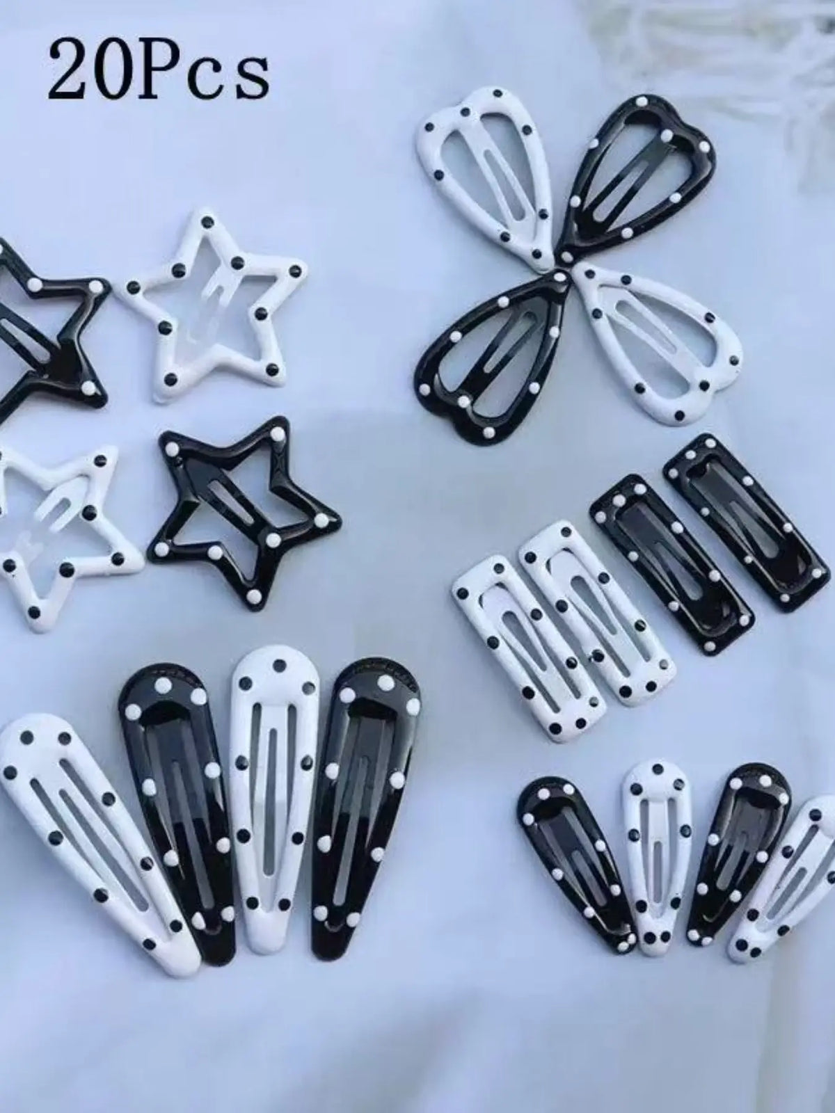 20/30/50pcs and Polka Dot Snap Hair Clips, Decorative Hair Clips, Hair Clip Set, Cute Star & Heart Shaped Metal Bb Clips, Non-Slip Hair Accessories for Women and Girls, Hairclips