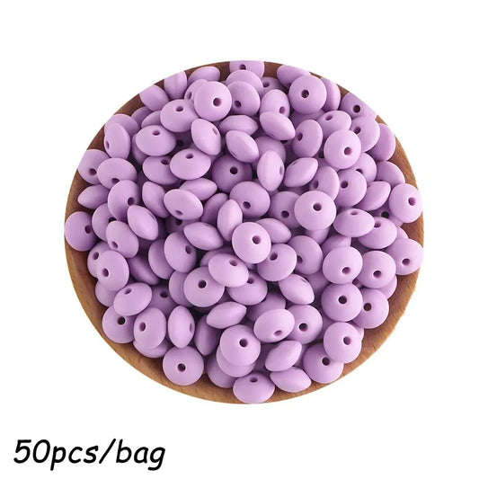 50 pieces of 12mm silicone flat beads, assorted colors, silicone abacus beads, silicone spacer beads, suitable for DIY accessories like bracelets, necklaces, and phone charms, Bead Assortment, Beading Accessories, DIY Mix Beads, Beading Supplies