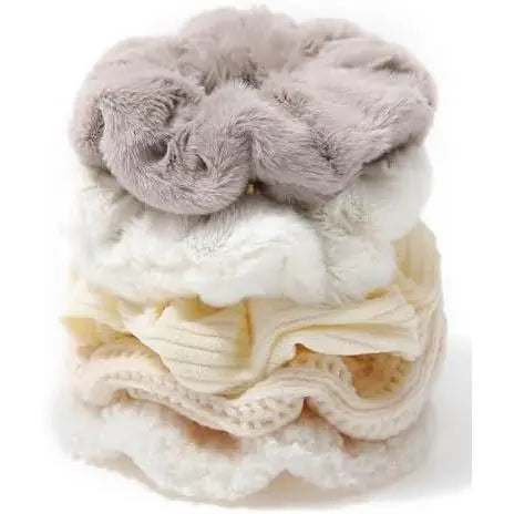 5 count Furry Scrunchies Elastic Hair Scrunchies for Women and Girls