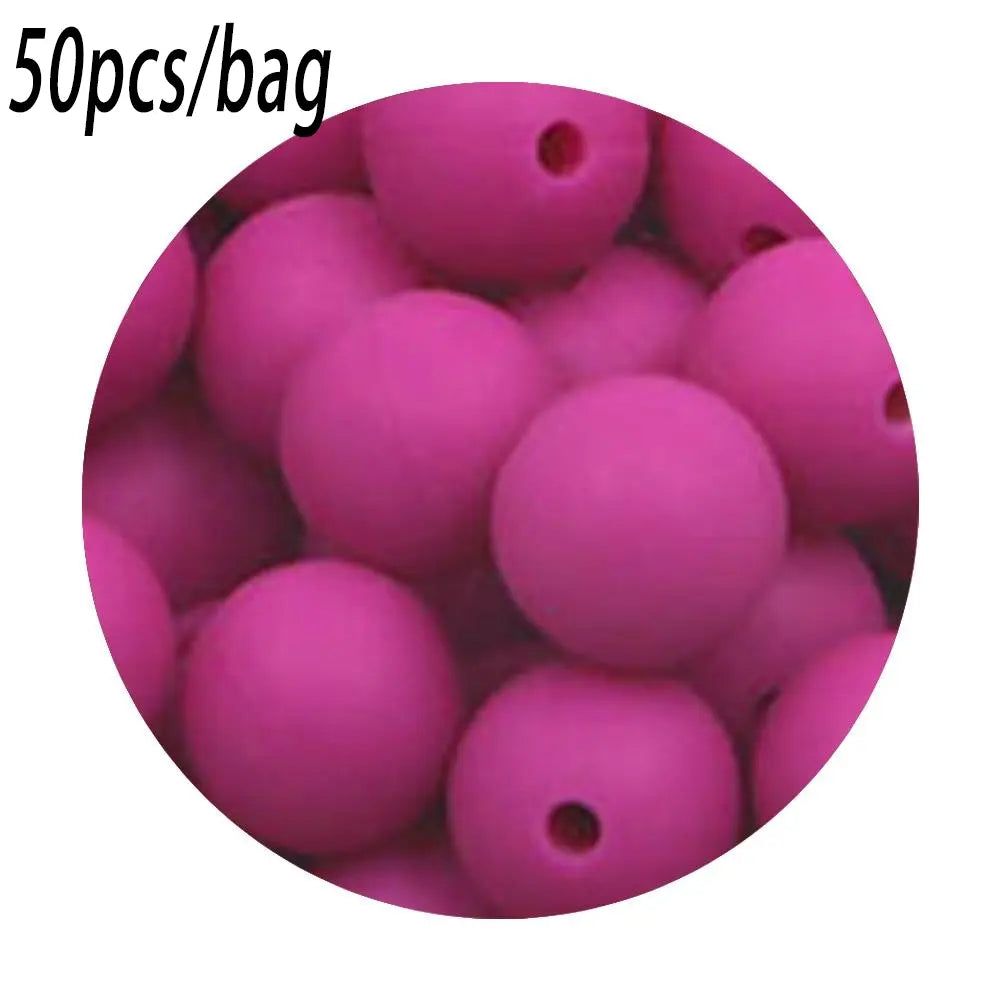 Silicone Beads Kit, 50 pcs Beaded Set of 15 mm Silicone Beads, Bead Assortment and DIY Beading and Jewelry Making Supplies for Keychains, Necklaces and Jewelry Crafts