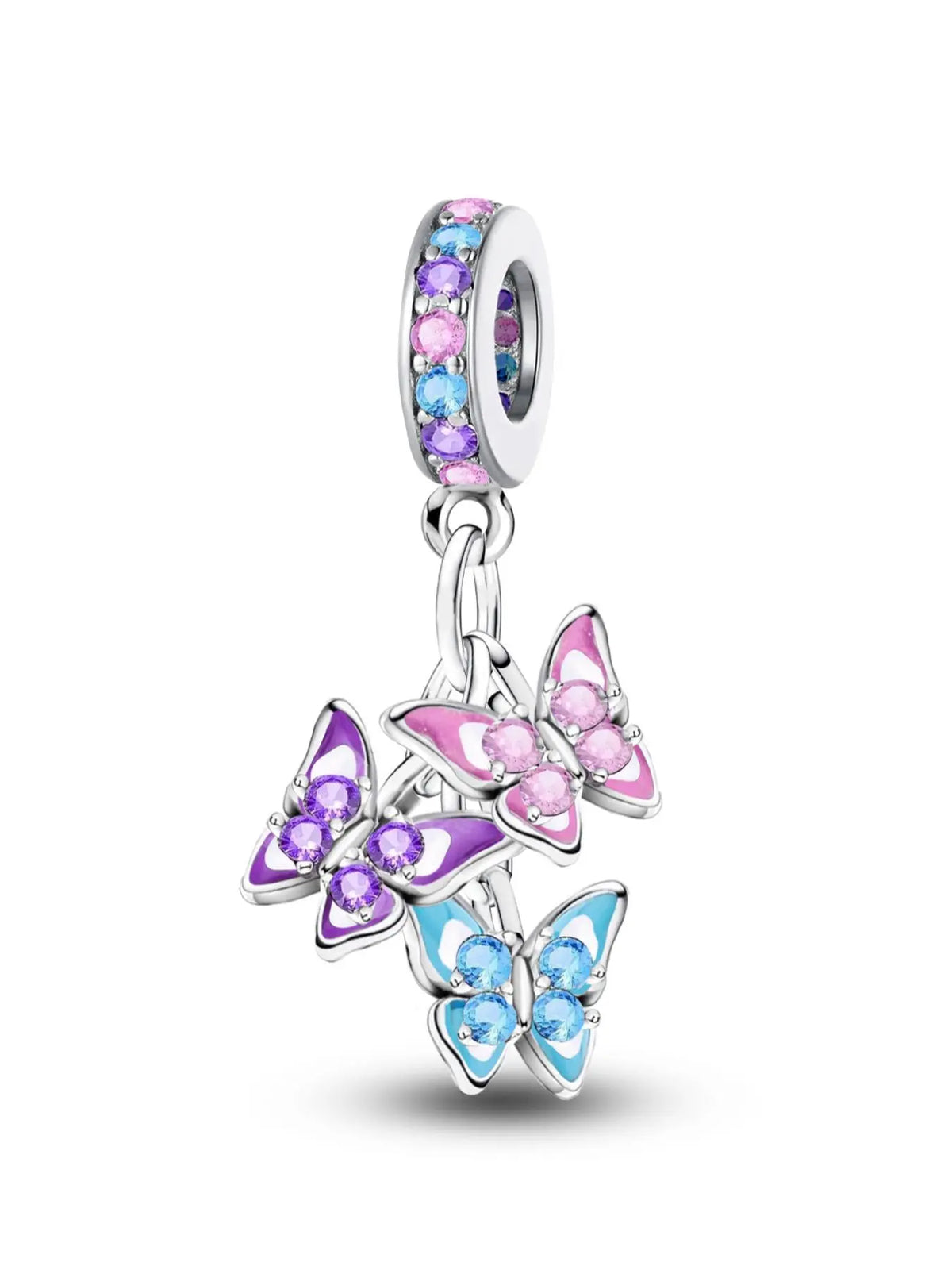 Butterfly & Flower Design Charms, Cute DIY Beads with Colorful Rhinestone, Trendy Exquisite DIY Jewelry for Birthday Gift, Beads Charms Accessories, Jewelry Making Charms, Charms for Crafts, Diy Craft Embellishments