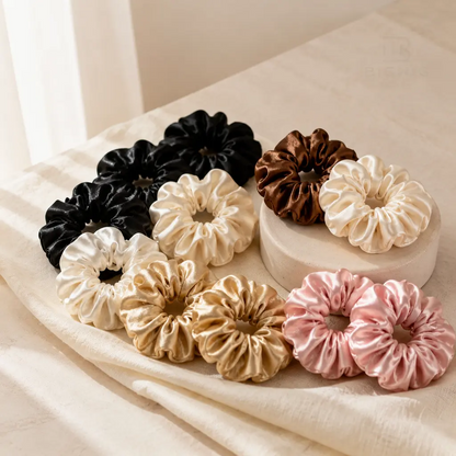 15 Piece Satin-Look Scrunchies Hair Ties Set, Soft Shiny Fabric, Stretchy Elastic Hold, Easy Styling for Women and Girls, Work, School, Travel, Gym, Hair Bands