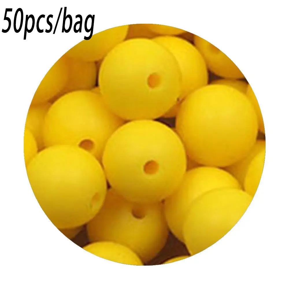 Silicone Beads Kit, 50 pcs Beaded Set of 15 mm Silicone Beads, Bead Assortment and DIY Beading and Jewelry Making Supplies for Keychains, Necklaces and Jewelry Crafts