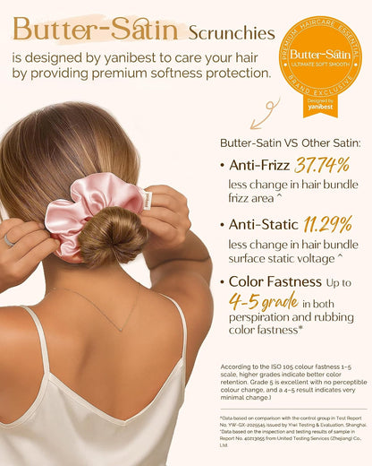 Yanibest 8 Pcs Satin Scrunchies - Silk Feeling Scrunchies Ponytail Holders