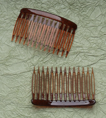 6 Pcs 14 Teeth Hair Side Comb Twist French Vintage 7x5 cm (Dark Brown)