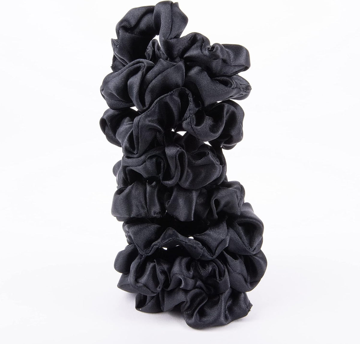 Amazon Basics Satin Scrunchies – No Crease, No Damage Hair Ties – Frizz Free, Gentle, Stylish Scrunchies. Black, 8 Count, For Thin and Normal Hair