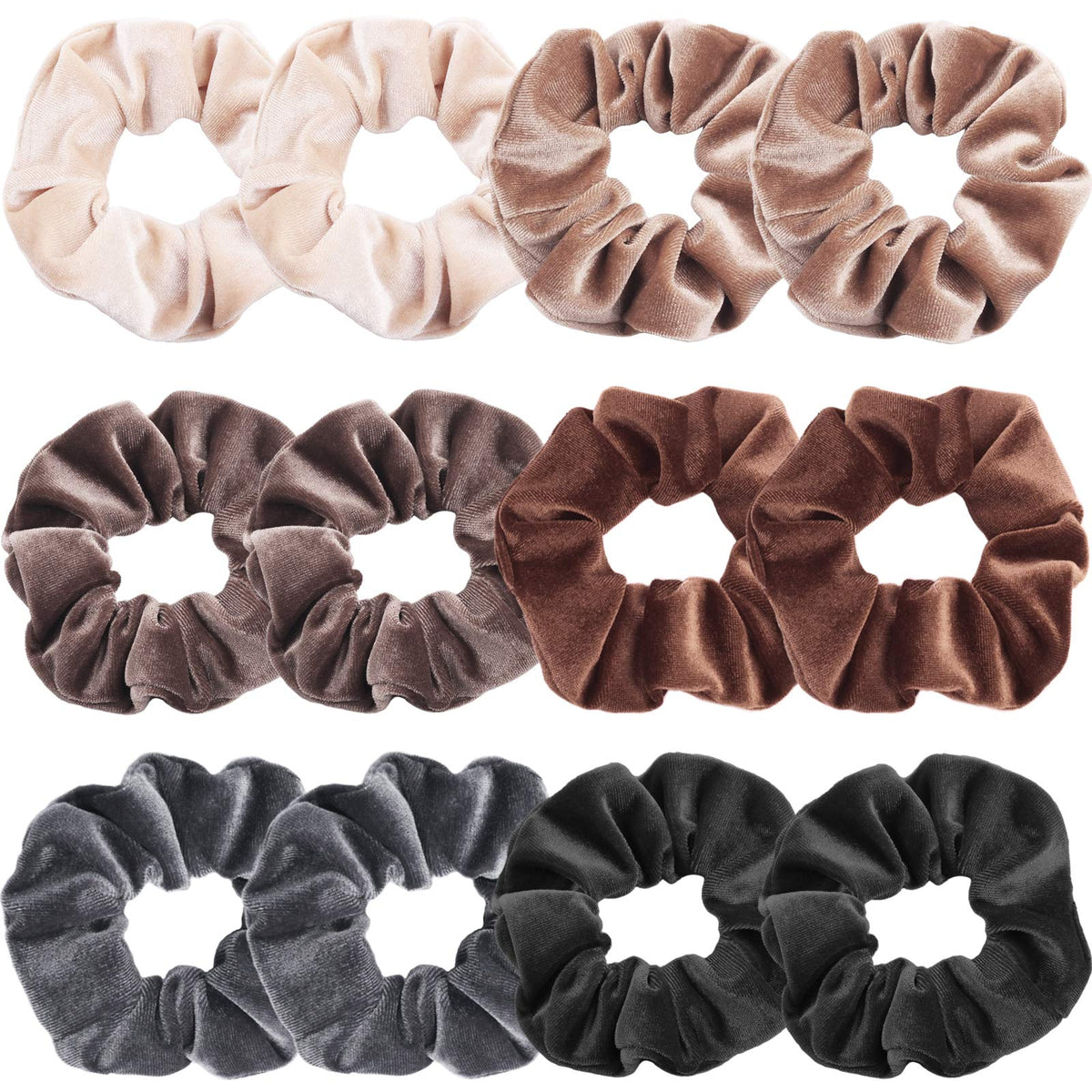 IVARYSS Velvet Scrunchies for Women, 12 Pcs Dark Colors Classic Elastic Thick Scrunchy Bands Ties, Soft Ropes Ponytail Holder Hair Accessories