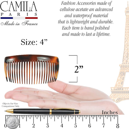 Camila Paris AD66/2 Hair Side Comb, 4" Large French Twist Hair Combs Clips