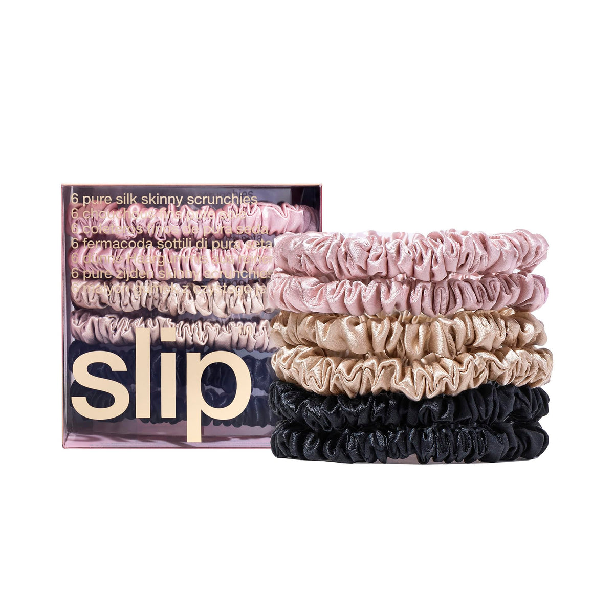 Slip Silk Hair Ties, Blonde Skinny Scrunchies, Set of 4 | Anti-Damage