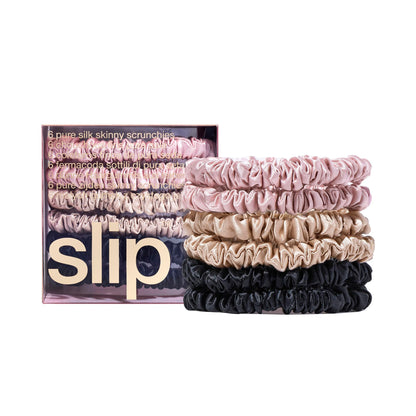 Slip Silk Hair Ties, Blonde Skinny Scrunchies, Set of 4 | Anti-Damage