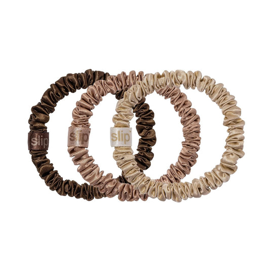 SLIP Silk Hair Ties, Basics Skinny Scrunchies, Set of 3 | Anti-Damage