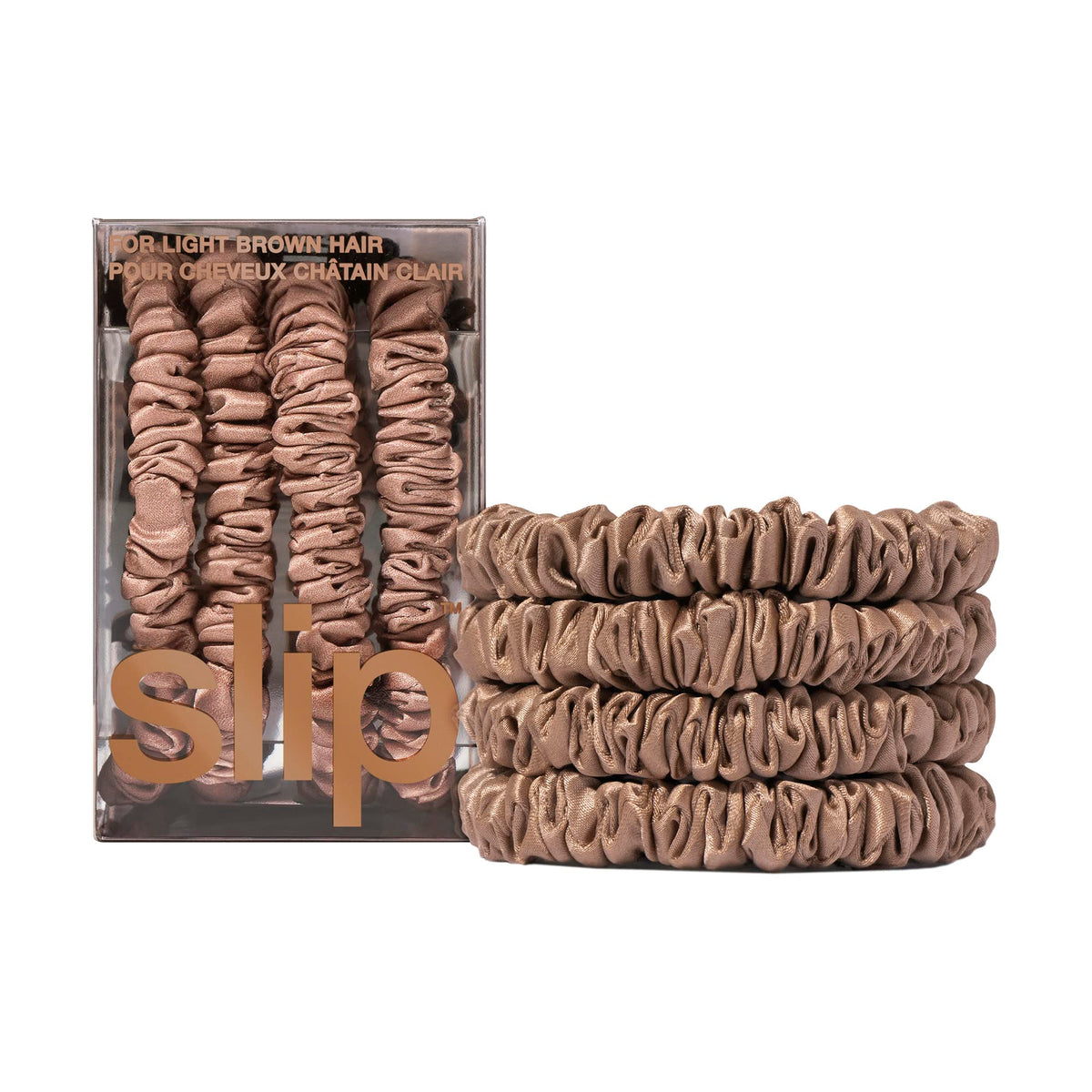Slip Silk Hair Ties, Blonde Skinny Scrunchies, Set of 4 | Anti-Damage