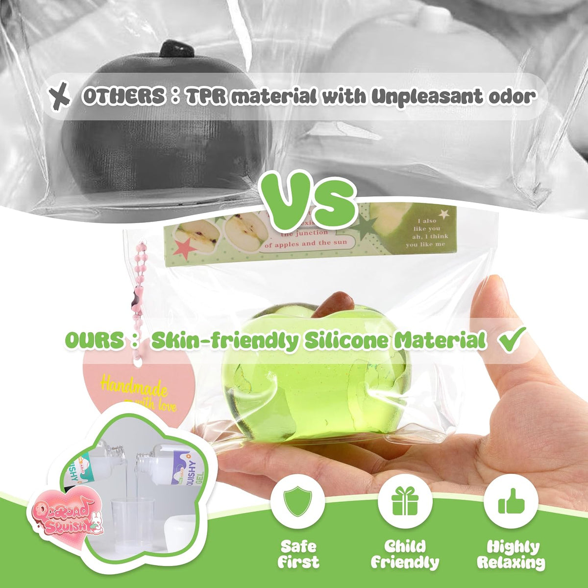 Sticky Apple Taba Clear Squishy Toy, Non-Toxic Silicone Stress Fidget Toy