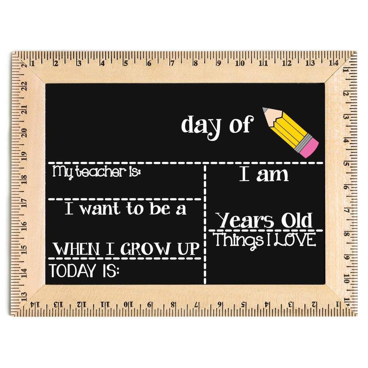 Bloom Owl First Day of School Chalkboard Sign - 11.5"x15" Reusable Back to School Photo Prop with Wooden Ruler Frame for Preschool, Kindergarten, and Beyond (Green Crayon)