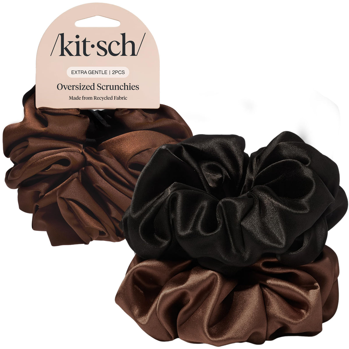 Kitsch Satin Scrunchies for Women | For All Hair Types Terracotta, 6pcs