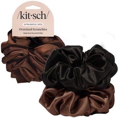 Lisa Frank x Kitsch Ruched Satin Scrunchies for Women- Rainbow Leopard 4pcs