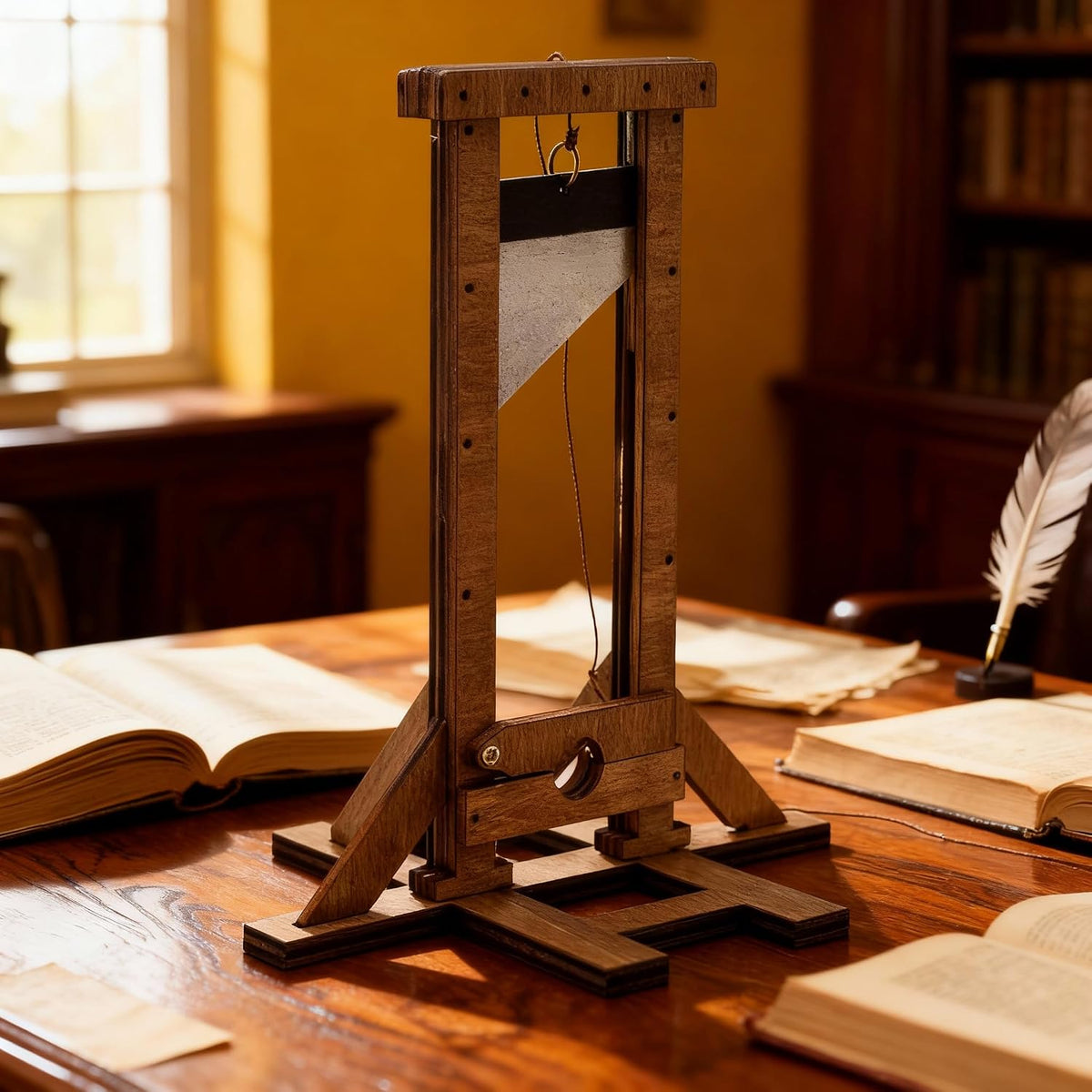 Wooden Mini Guillotine Model, Desk Novelty & Stress Gift 5.5in height