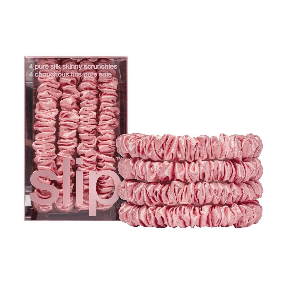 Slip Silk Hair Ties, Blonde Skinny Scrunchies, Set of 4 | Anti-Damage