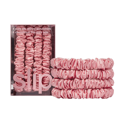 Slip Silk Hair Ties, Blonde Skinny Scrunchies, Set of 4 | Anti-Damage