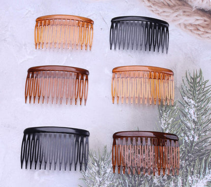 6 Pcs 14 Teeth Hair Side Comb Transparent Twist French Vintage Style Hair Clips Pins Accessories for Women Girls Bridal Wedding Veil Fine Hair