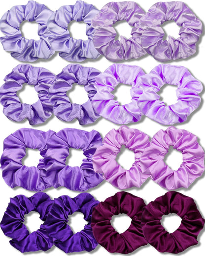 IVARYSS Satin Scrunchies for Women, Soft Than Silk for Hair, Fashion Ties and Bands for Thin | Thick Hair Styling, 16 Pack (Neutral Color)