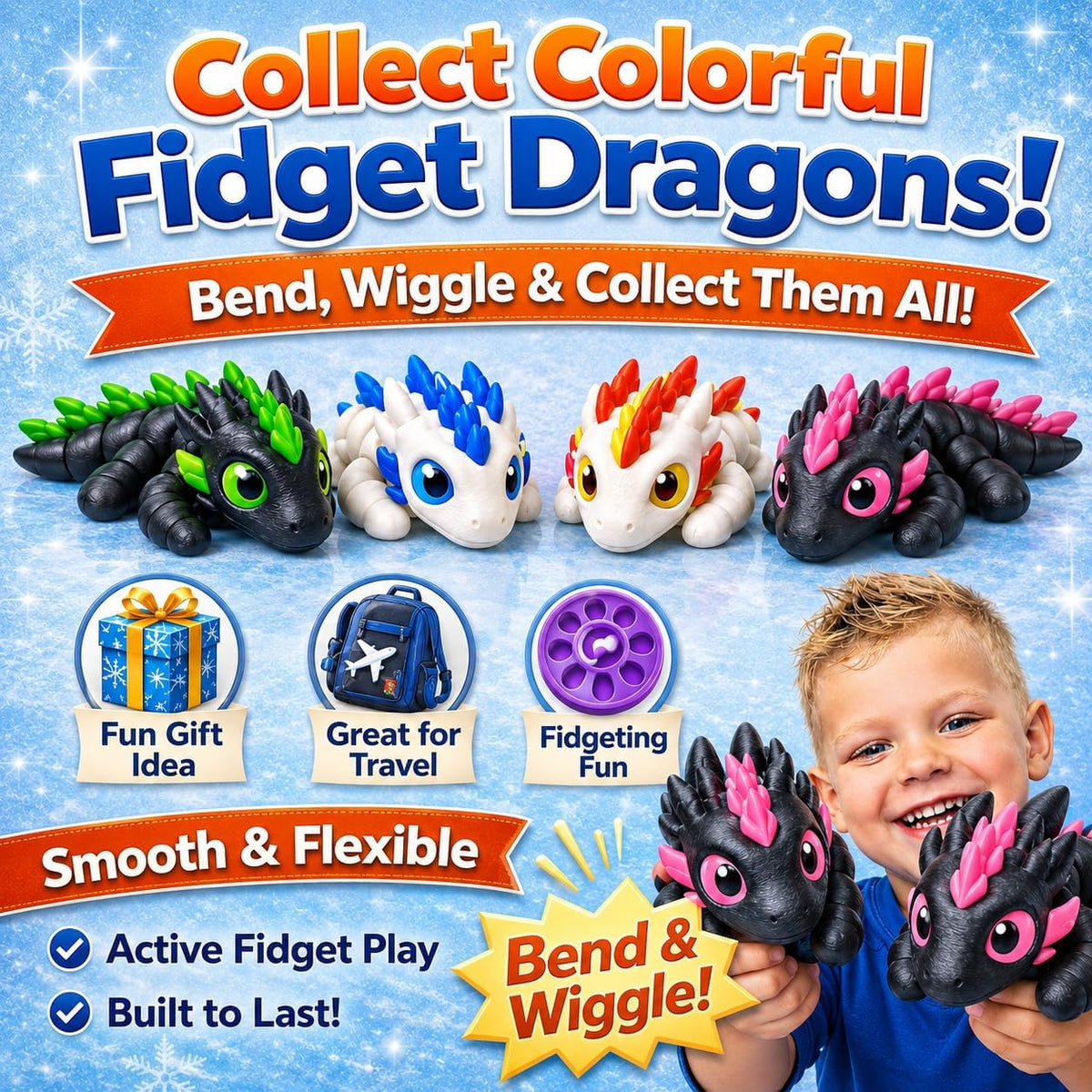 3D Printed Dragon Eggs – Mini Articulated Baby Dragon Toys Mystery 3D Dinosaur Eggs Set for Kids & Adults Fantasy Desk Decor & Collectible Gifts (Blue Egg)