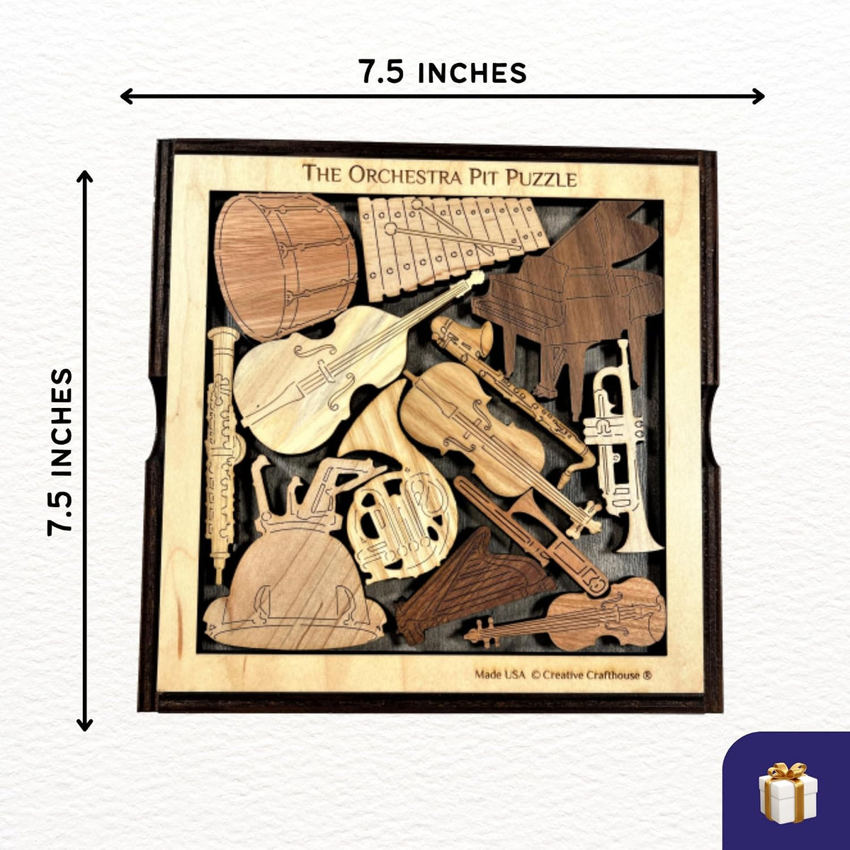 Creative Crafthouse Orchestra Pit 13 Piece Wood Puzzle, Gift for Musicians