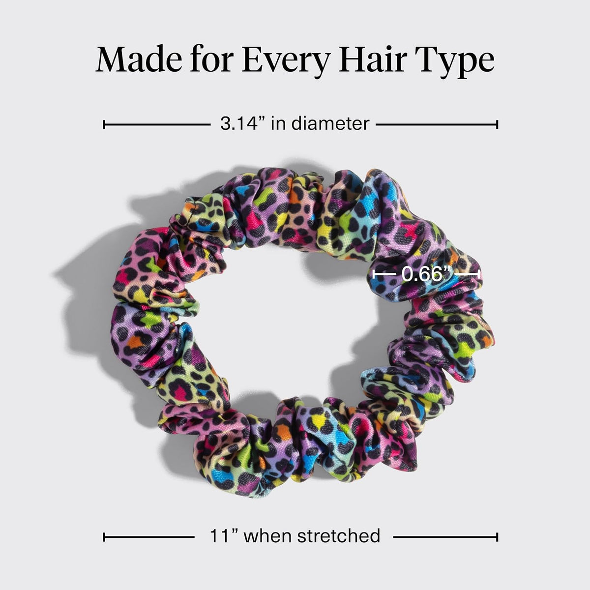 Lisa Frank x Kitsch Ruched Satin Scrunchies for Women- Rainbow Leopard 4pcs