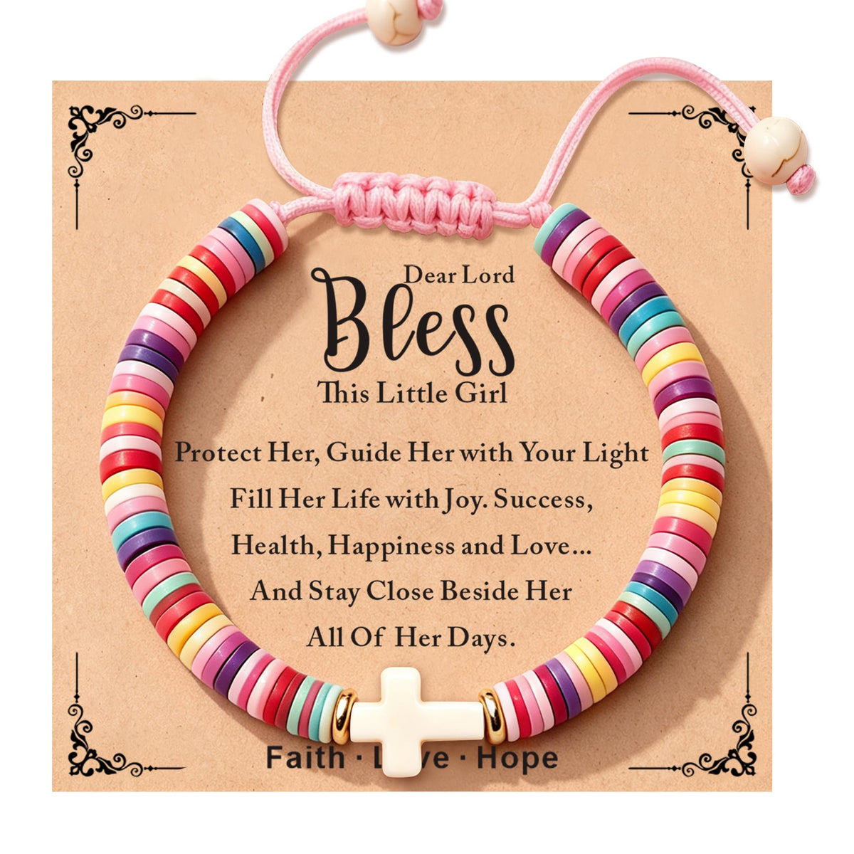 TAGOMEI Cross Bracelet Baptism Gifts for Girl Kids Women Christian Gifts