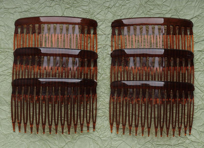 6 Pcs 14 Teeth Hair Side Comb Twist French Vintage 7x5 cm (Dark Brown)
