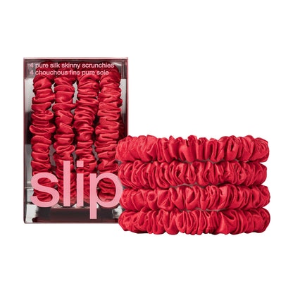 Slip Silk Hair Ties, Blonde Skinny Scrunchies, Set of 4 | Anti-Damage