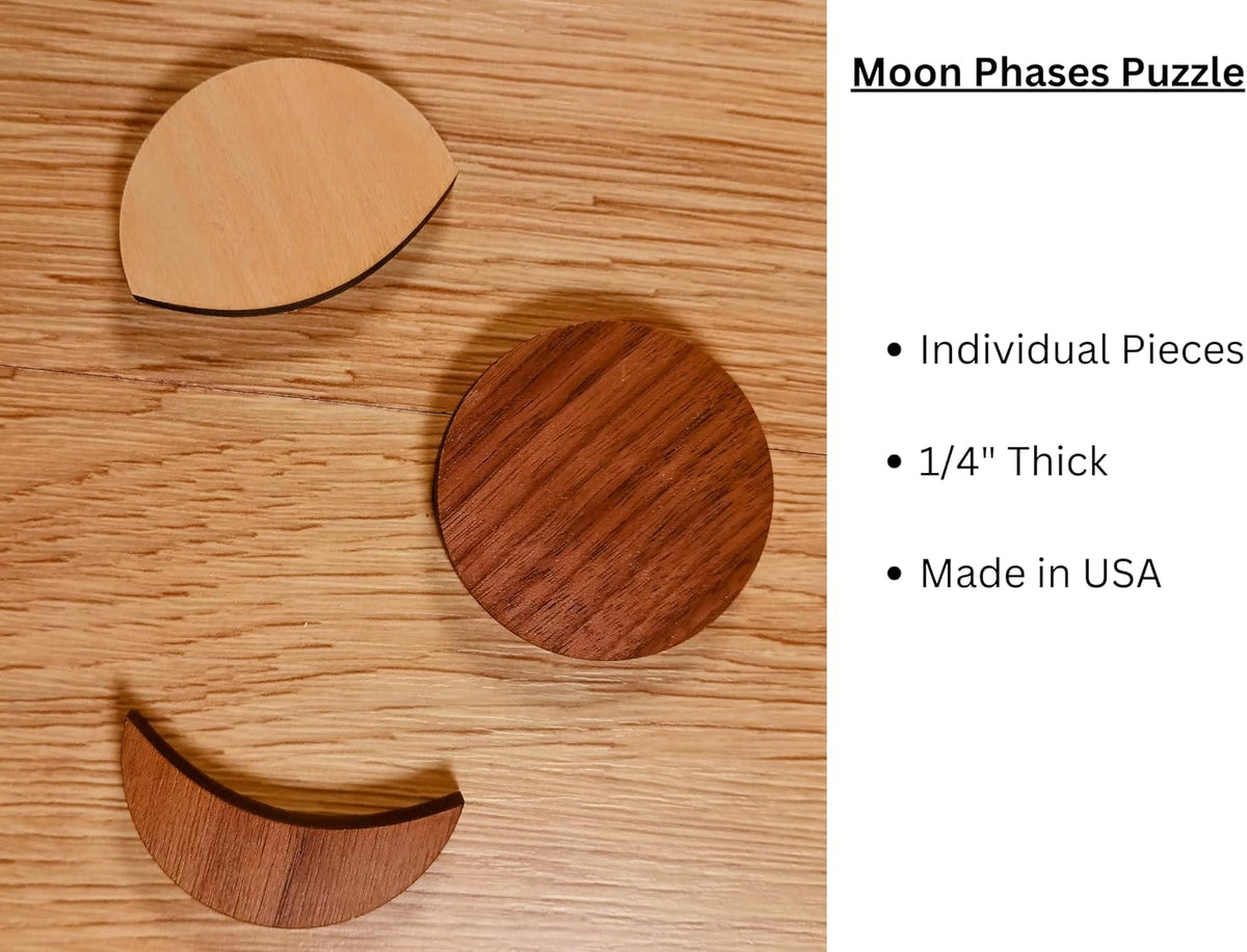 Creative Crafthouse Moon Phases Wood Puzzle, Lunar Cycle Learning Board
