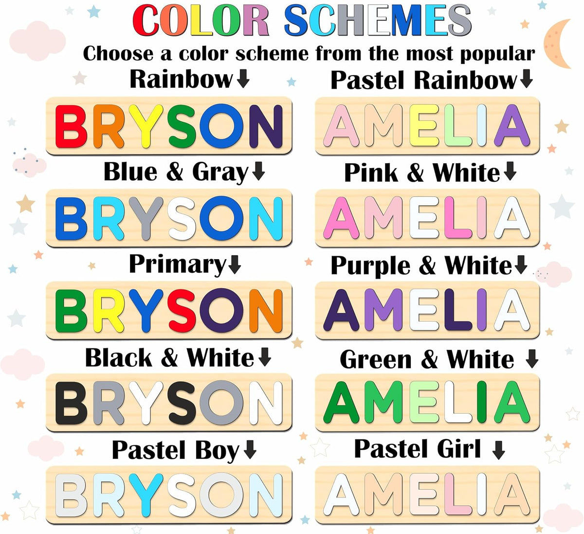 Personalized Wooden Name Puzzle for Kids with Extra-Large Letters Personalized Baby Name Puzzle for Toddlers Personalized Baby Gifts First Birthday Gift Wooden Puzzles Custom Toddler Learning