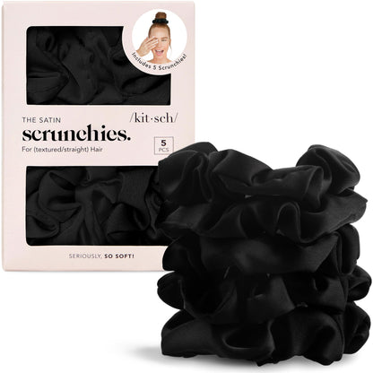 Kitsch Satin Scrunchies for Women | For All Hair Types Terracotta, 6pcs
