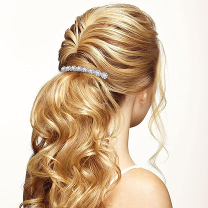 Geosar 4 Pcs Rhinestone Hair Comb for Women, Silver