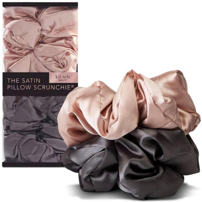 Kitsch Satin Scrunchies for Women | For All Hair Types Terracotta, 6pcs