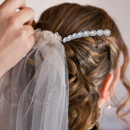Geosar 4 Pcs Rhinestone Hair Comb for Women, Silver