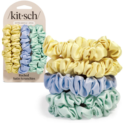 Lisa Frank x Kitsch Ruched Satin Scrunchies for Women- Rainbow Leopard 4pcs