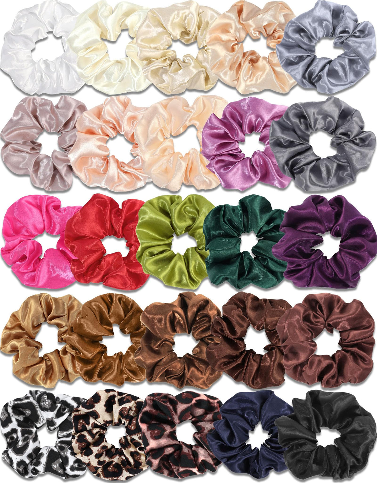 Satin Scrunchies for Women,Silk Hair Ties Fashion Soft Ties and Bands,Elastic Ponytail Holders No Damage Hair Accessories Thick Hair Styling - 20 Pcs Dark Color